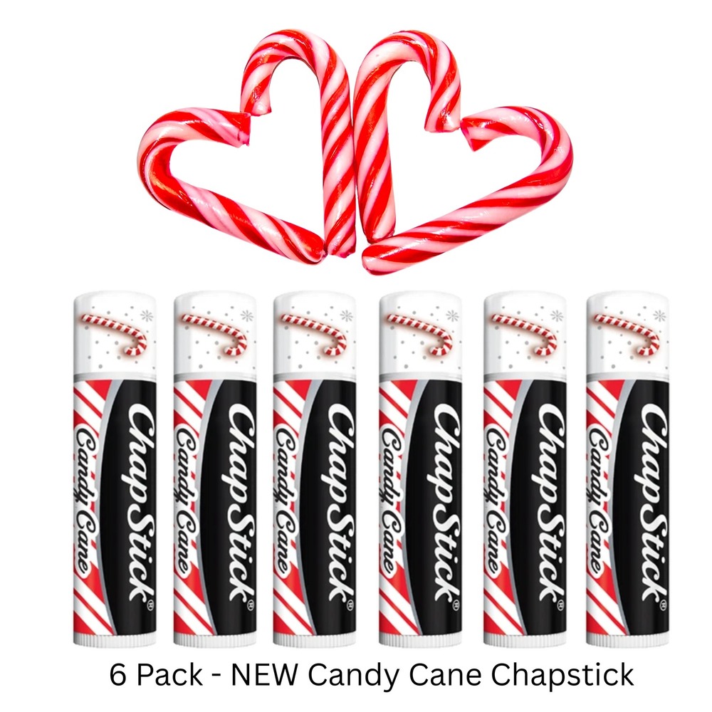 ChapStick Candy Cane Limited Edition Lip Balm 6 Pack Peppermint Holiday Set